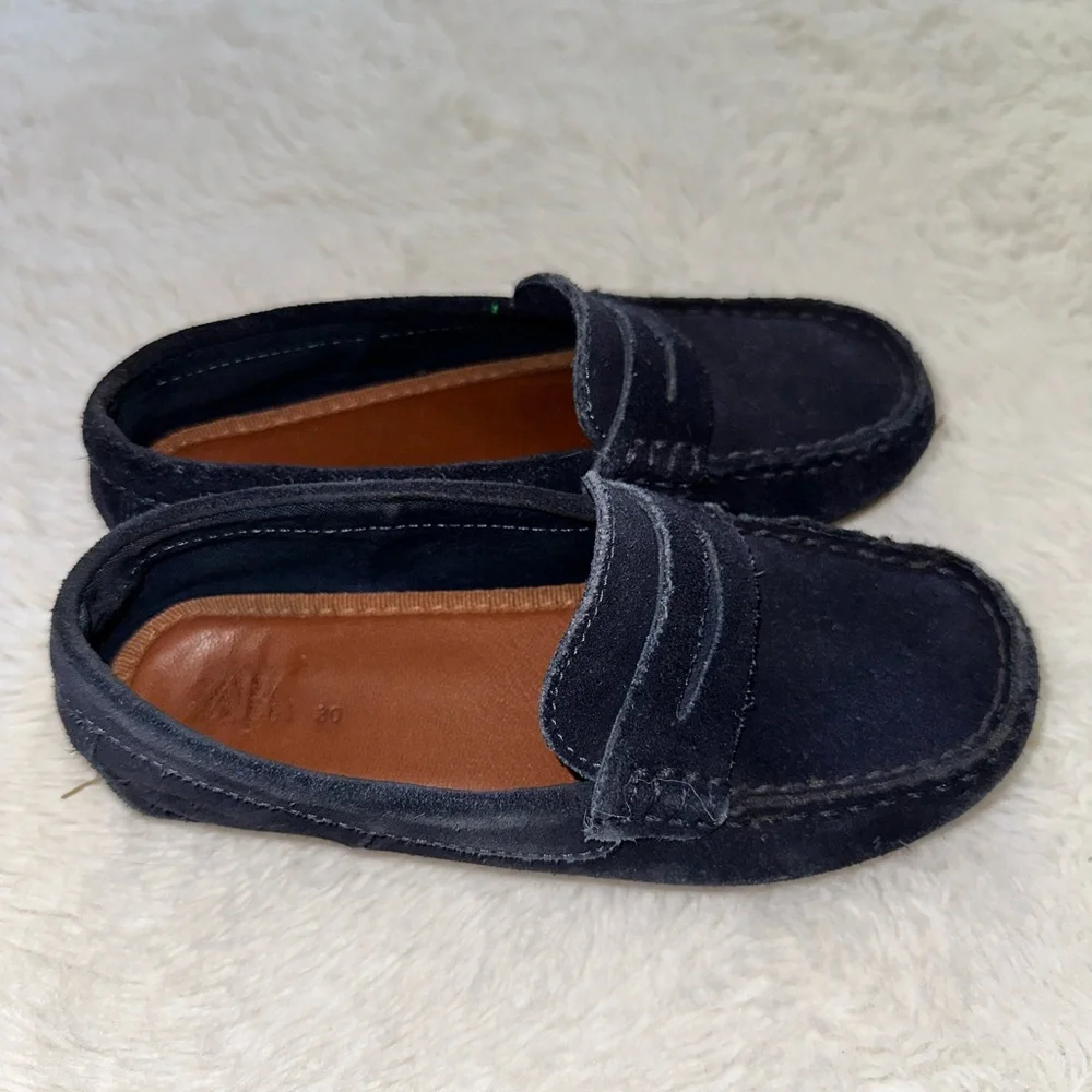 Zara kids suede dark blue navy loafers size 30 EU